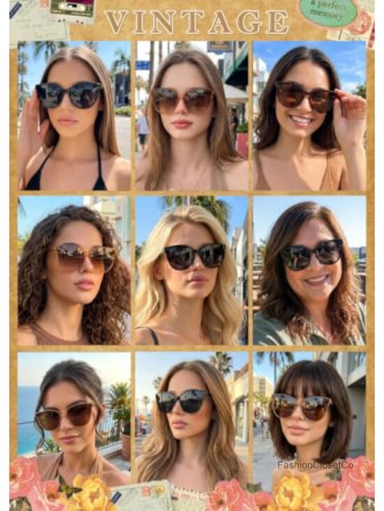 Oversized Cat Eye Sunglasses UV400 Polarized Retro 70s Shades Wide Faces main image 4